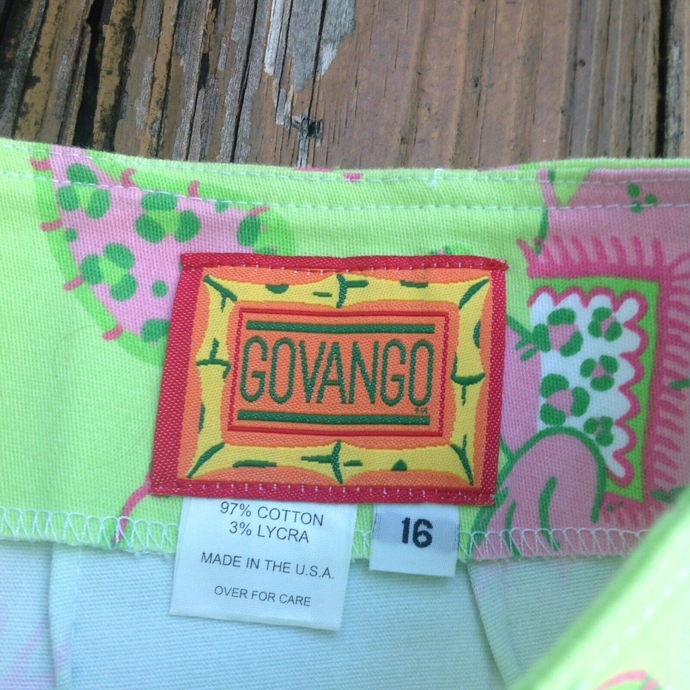 Duck Head Floral Ducks Faux Wrap Mini Skirt 12 Pink Green Yellow Novelty Cotton - Picture 4 of 5